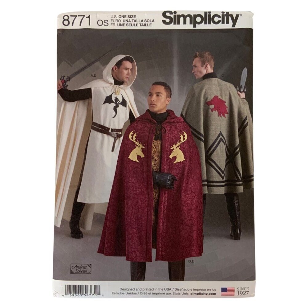 Simplicity 8771 Medieval Capes & Tabards Unisex Costume Sewing Pattern One Size